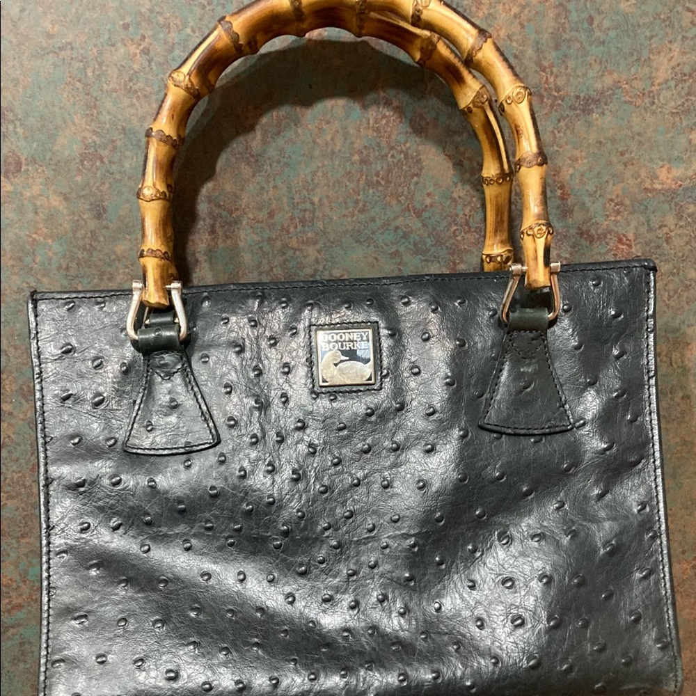 VTG Dooney & Bourke Ostrich Satchel Bamboo Handle